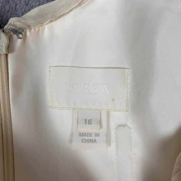 J Crew Heidi Dress Women 16 Ivory Silk Chiffon Romantic Fairy Luxury Flowy - Picture 6 of 11